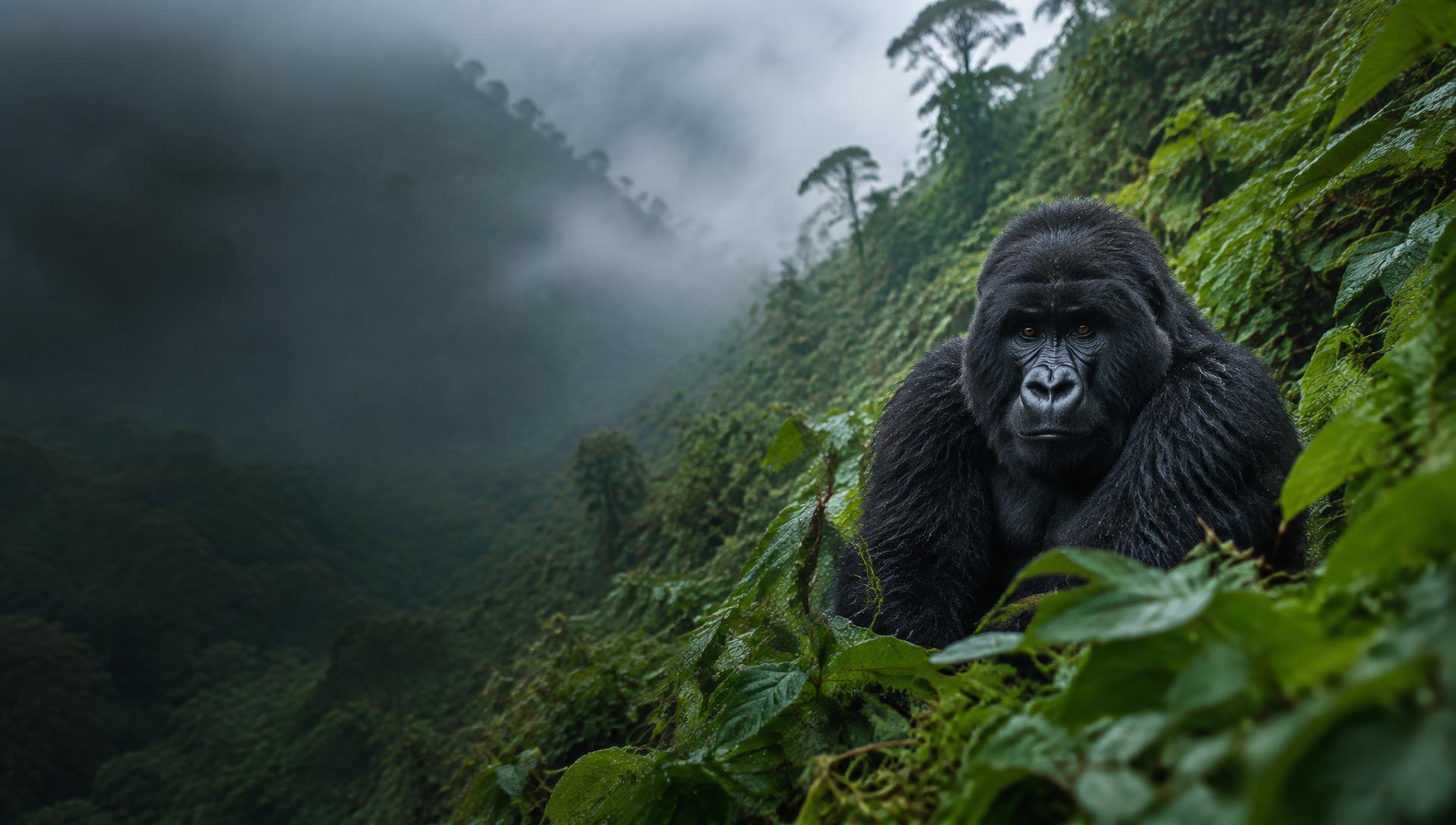 Berggorilla in het nevelwoud van Rwanda